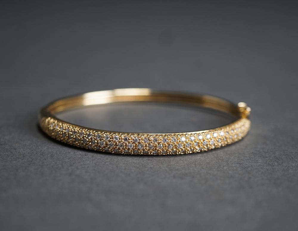 Appraisal: -KARAT YELLOW-GOLD AND DIAMOND BANGLE BRACELET GROSS DWT SIZE APPROX