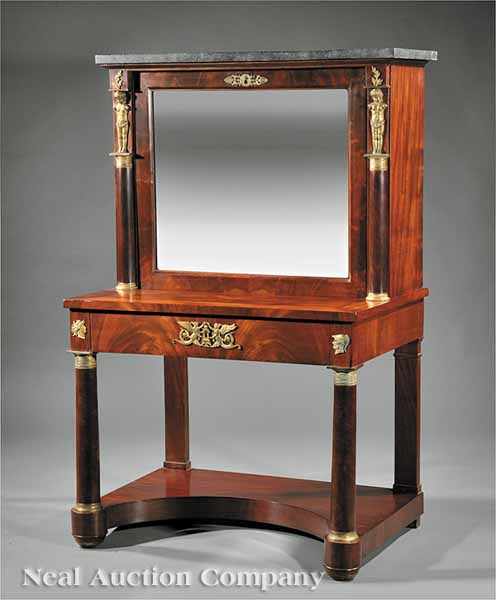 Appraisal: An Empire Mahogany and Gilt Bronze-Mounted S cr taire Abattant