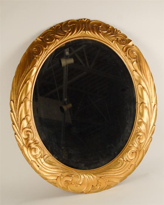 Appraisal: Contemporary Reproduction Wall Mirror Carved wood beveled glass and gilt