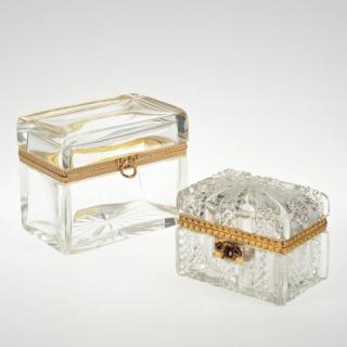 Appraisal: Baccarat style cut crystal boxes th c gilt metal mounts