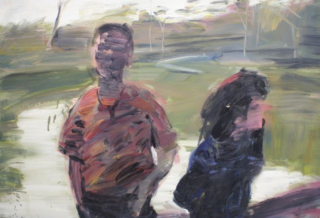 Appraisal: Euan MacLeod born Dave Robin River oil on paper on