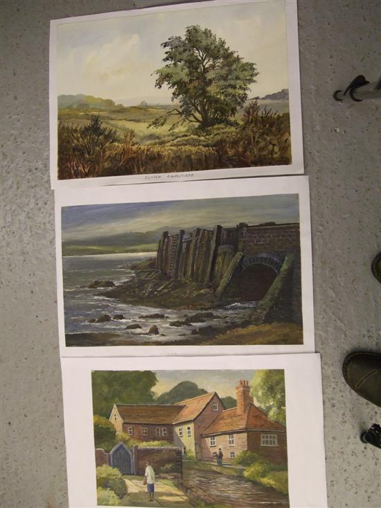 Appraisal: Keith Burtonshaw three watercolours of Sussex Sussex landscape Mill At