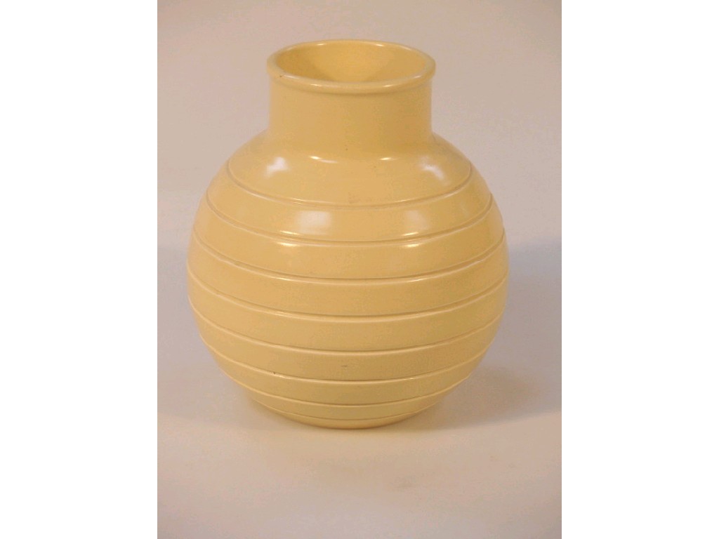 Appraisal: A Keith Murray for Wedgwood ribbed globular vase in buff