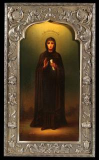 Appraisal: AN IMPORTANT IMPERIAL RUSSIAN PRESENTATION ICON OF SAINT ANNA KASHINSKAYA