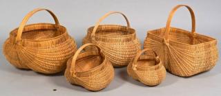 Appraisal: Cannon County Signed Baskets Group of five signed Woodbury Tennessee