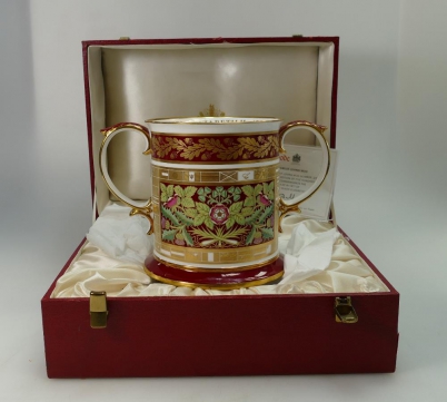 Appraisal: Spode two handled commemorative loving cup commemorating the silver jubilee