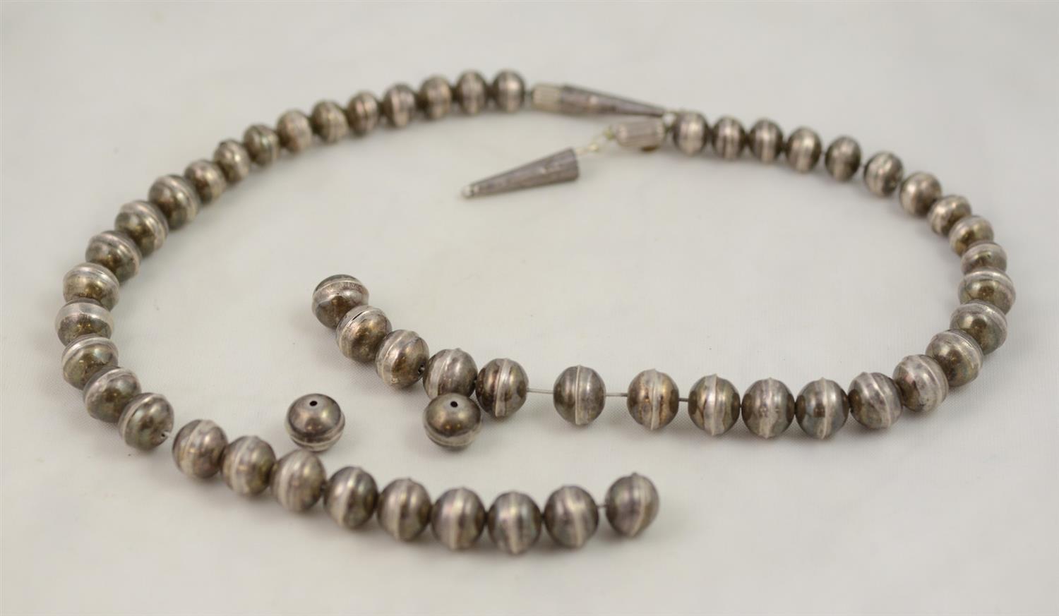 Appraisal: Old Navajo sterling beaded necklace needs to be restrung long