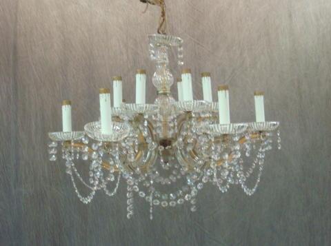 Appraisal: Italian Crystal Chandelier with Arms and Candlelights From a Staten