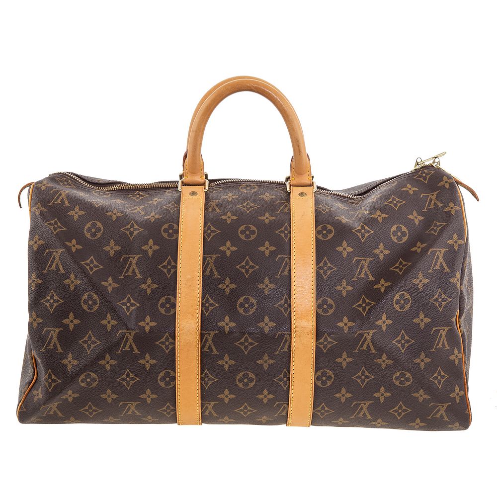 Appraisal: A Louis Vuitton Keepall A brown and tan Monogram coated