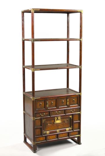 Appraisal: Korean Multi-Shelf Etagere of rectangular form fitted with three open