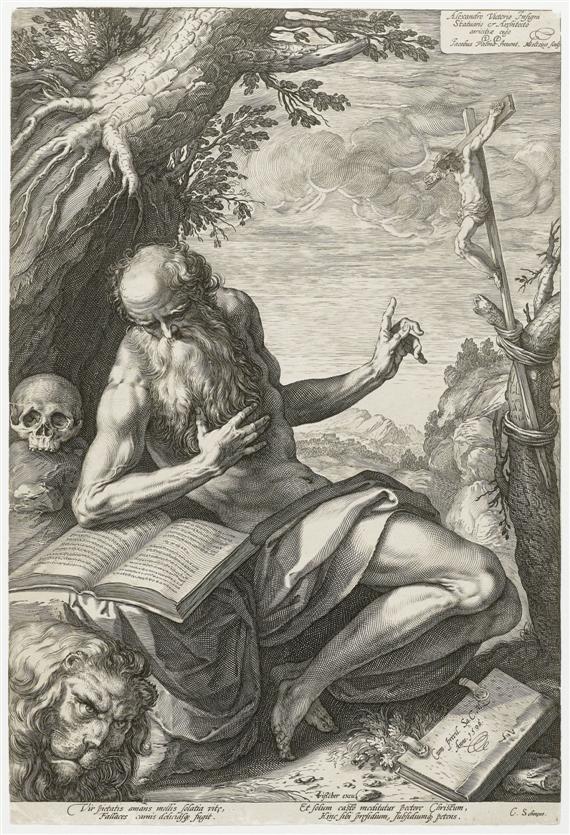 Appraisal: GOLTZIUS HENDRIK Muhlbrecht - Haarlem After Jacopo Palma Saint Hieronymus