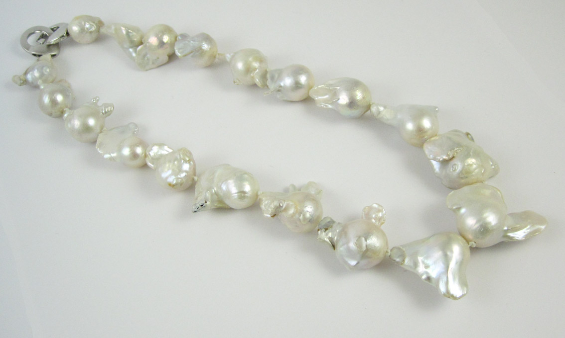 Appraisal: PRINCESS LENGTH WHITE BAROQUE PEARL NECKLACE measuring inches in length