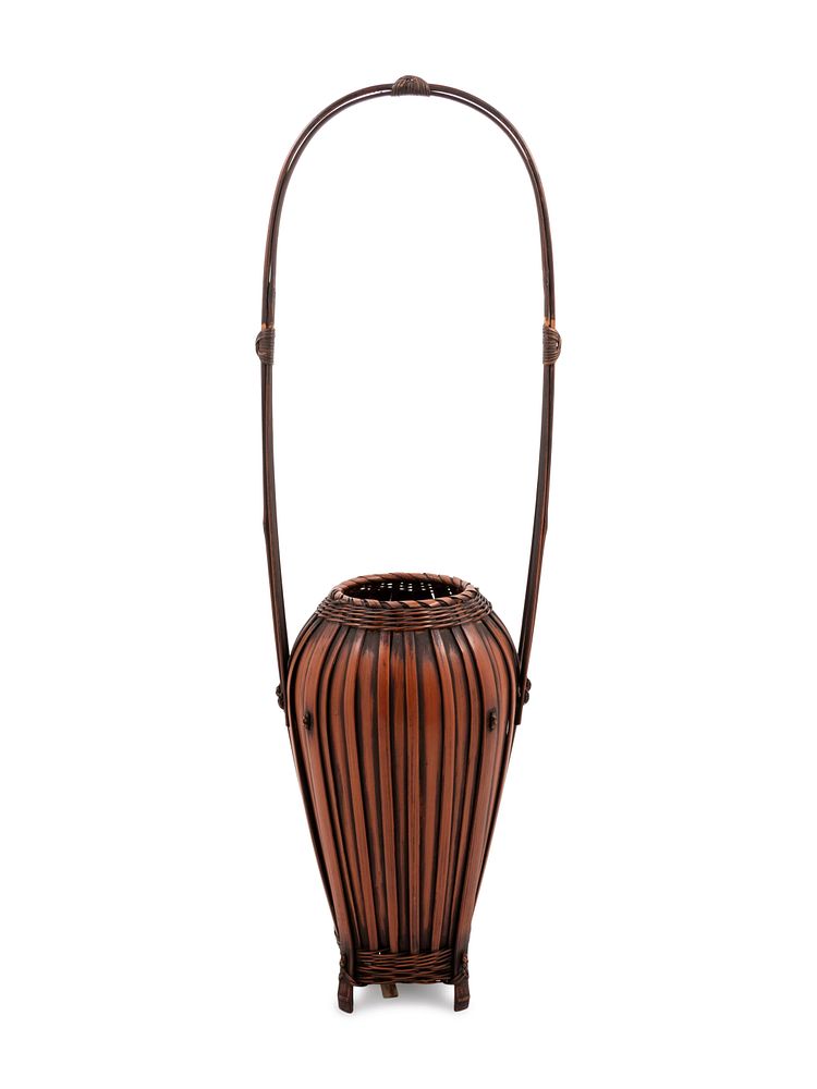 Appraisal: A Bamboo Flower Arranging Basket A Bamboo Flower Arranging Basket