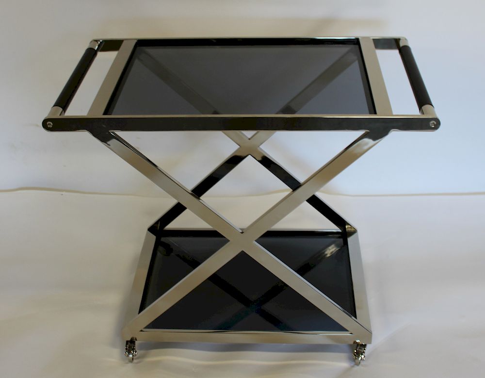 Appraisal: RALPH LAUREN Nickel Steel Serving Cart From a Greenwich CT