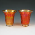 Appraisal: Carnival glass candlestick wind covers Unmarked The interior rim of