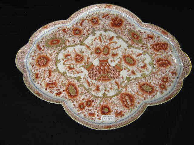 Appraisal: French Victorian Porcelain Dresser Tray handpainted orange floral gold trim