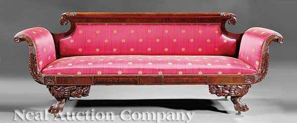 Appraisal: An American Classical Carved Mahogany Sofa early th c New