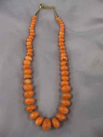 Appraisal: Coral Necklace beads '' long