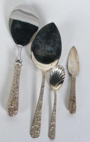 Appraisal: Kirk Sterling Repousse Serving Items four pieces including pastry servers