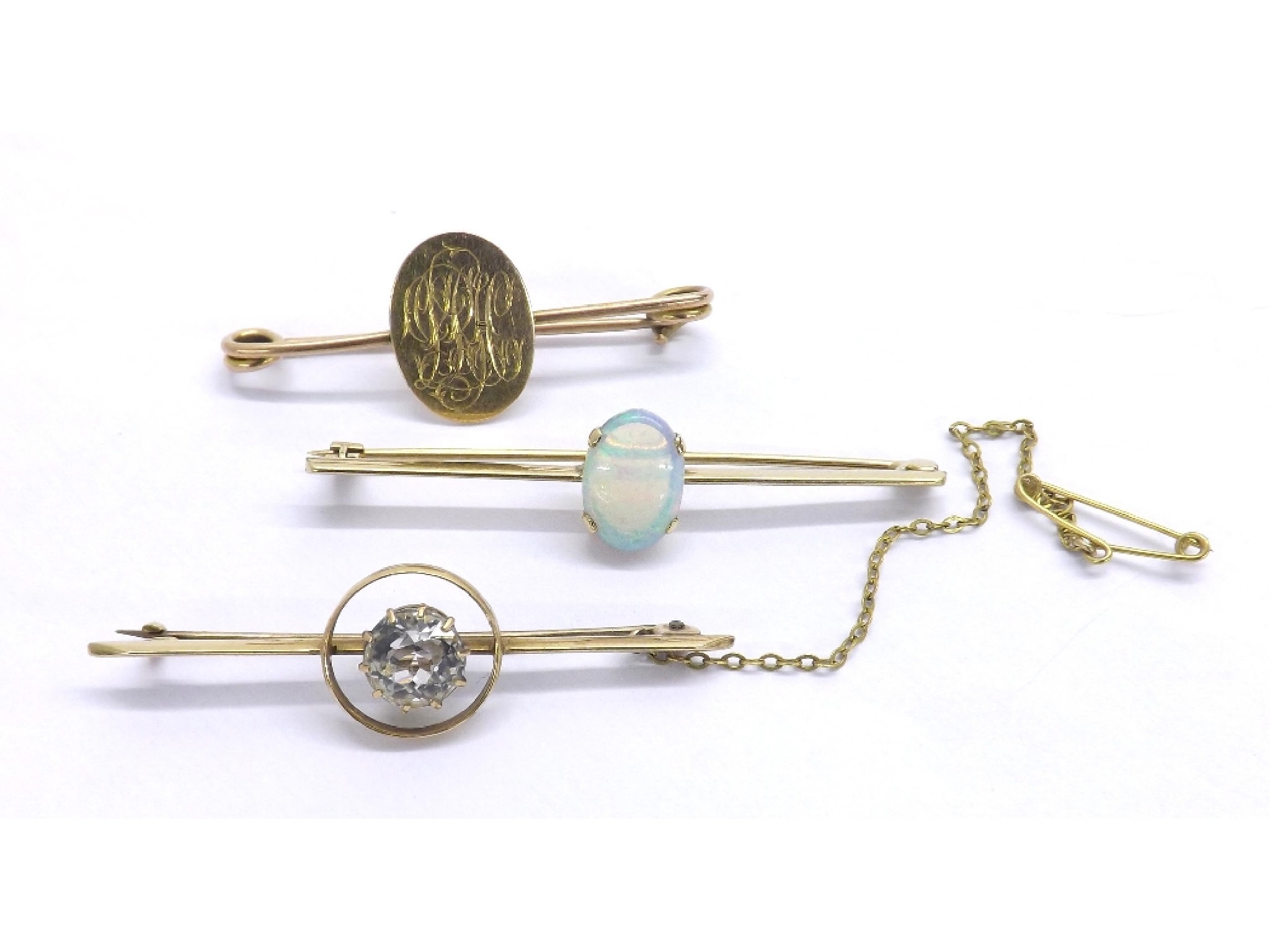 Appraisal: Two ct brooches together with a further opal set gold