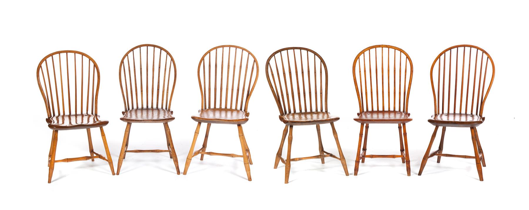 Appraisal: ASSEMBLED SET OF SIX BOWBACK WINDSOR CHAIRS American st quarter-