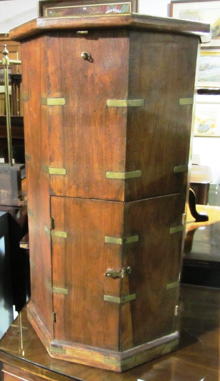 Appraisal: A pair of th century hardwood and brass bound octagonal