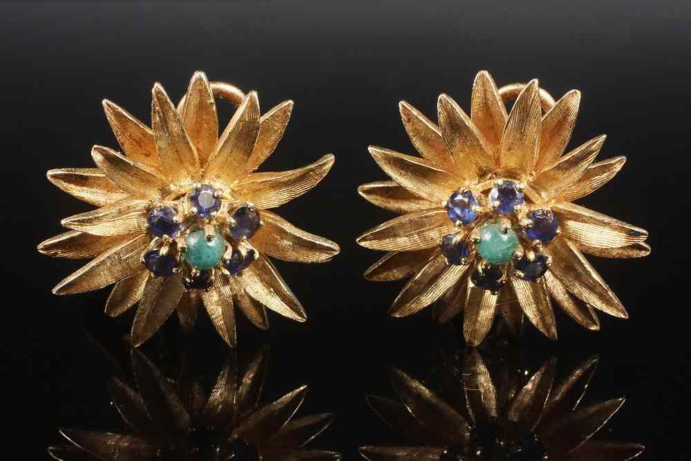 Appraisal: EARRINGS - One Pair of K Gold Floral Form Clip