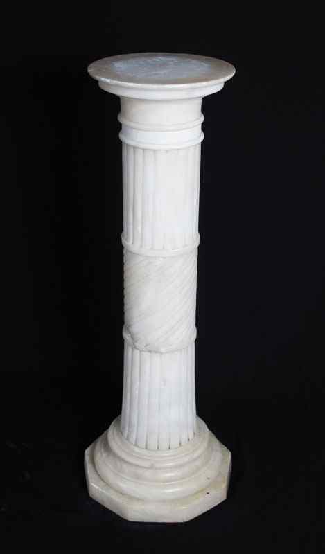 Appraisal: ALABASTER PEDESTAL Multi piece construction ''h round top ''dia nine