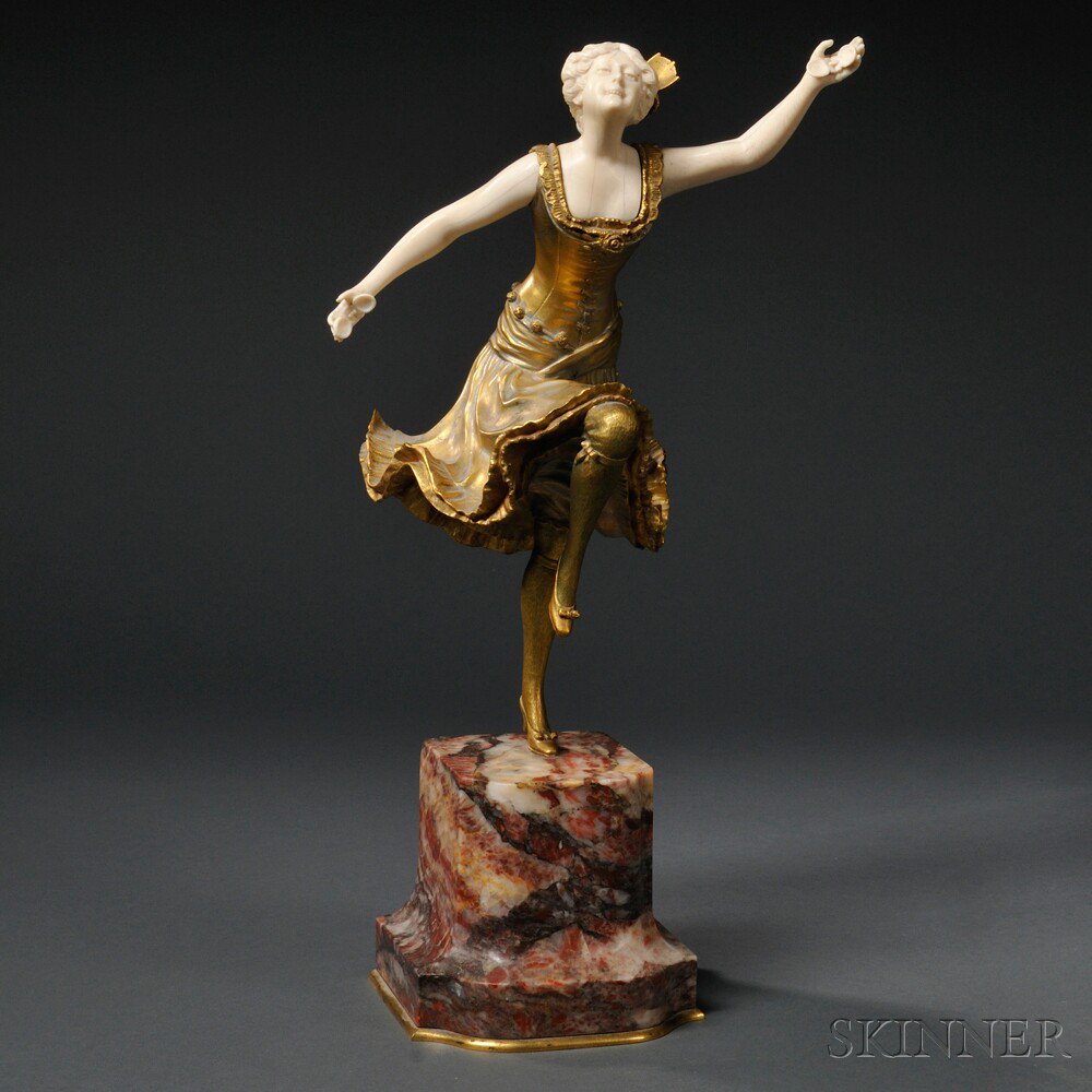 Appraisal: Henri Fugere French - Bronze and Ivory Dancer with Castanets