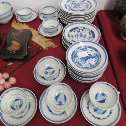 Appraisal: pcs Chinese Rice Porcelain Dishes includes various plates to bowls