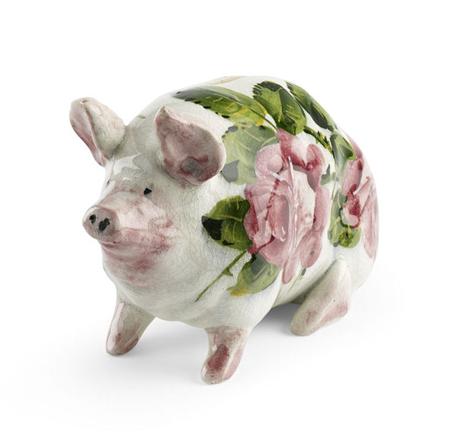 Appraisal: WEMYSS SMALL PIG MONEY BOX EARLY TH CENTURY decorated by