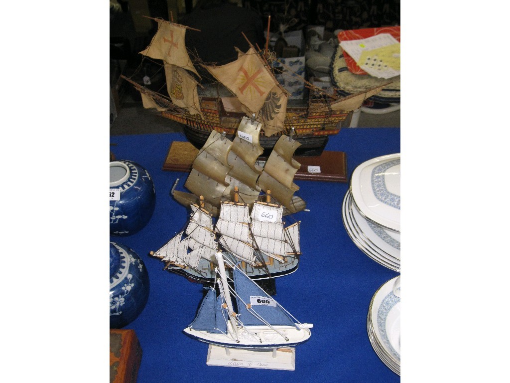 Appraisal: Four model boats to include a Spanish Galleon