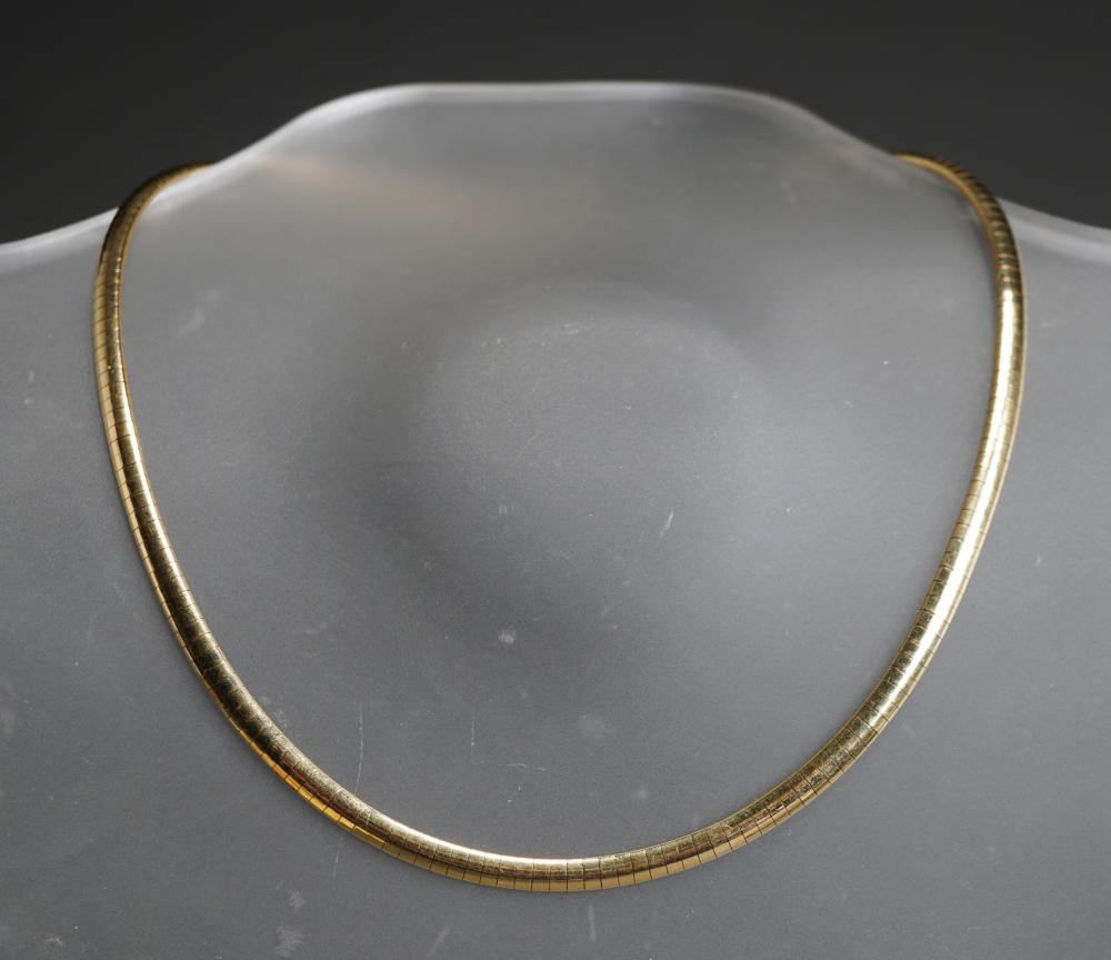 Appraisal: Italian -Karat Yellow-Gold Omega-Collar Necklace dwt L approx in