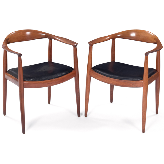 Appraisal: Hans Wegner The Chair pair maker unknown s teak frames