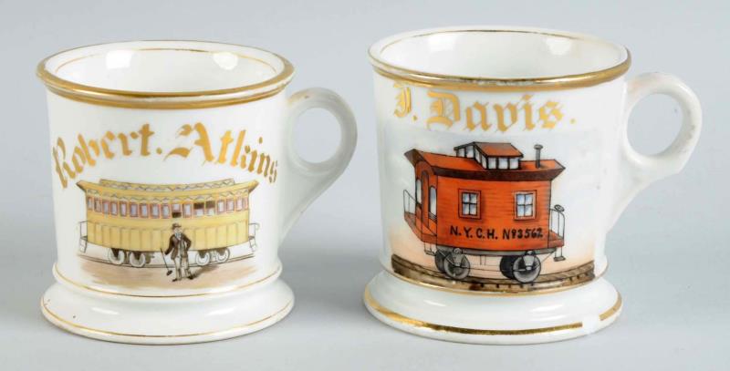 Appraisal: Lot Of Shaving Mugs - Train Cars Lot includes a