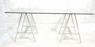 Appraisal: ' Glass Top A Frame Dining Table Pair Aluminu '