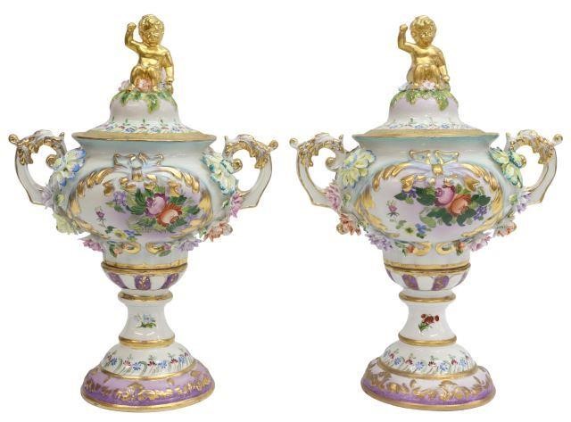 Appraisal: pair German Rococo style parcel gilt porcelain covered vases Richard