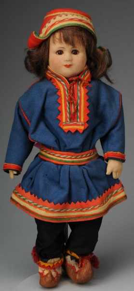 Appraisal: Rare Cloth Lapland Girl Description Norway Ca s Unmarked but