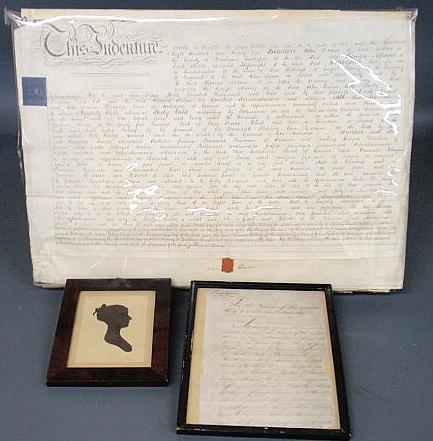 Appraisal: English indenture on vellum between John Dunn Thomas Nelson framed