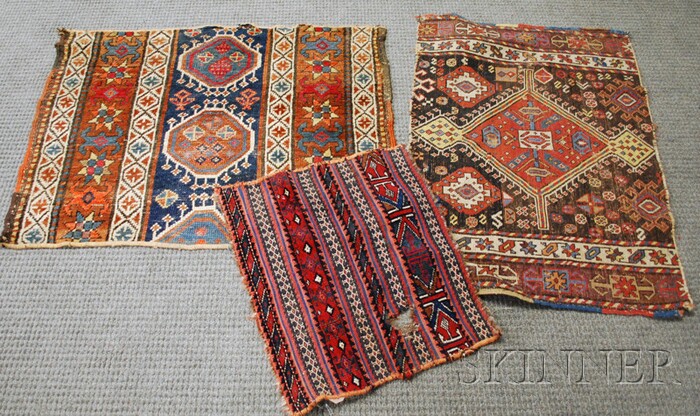 Appraisal: Three Oriental Rug Fragments th th century ft x ft