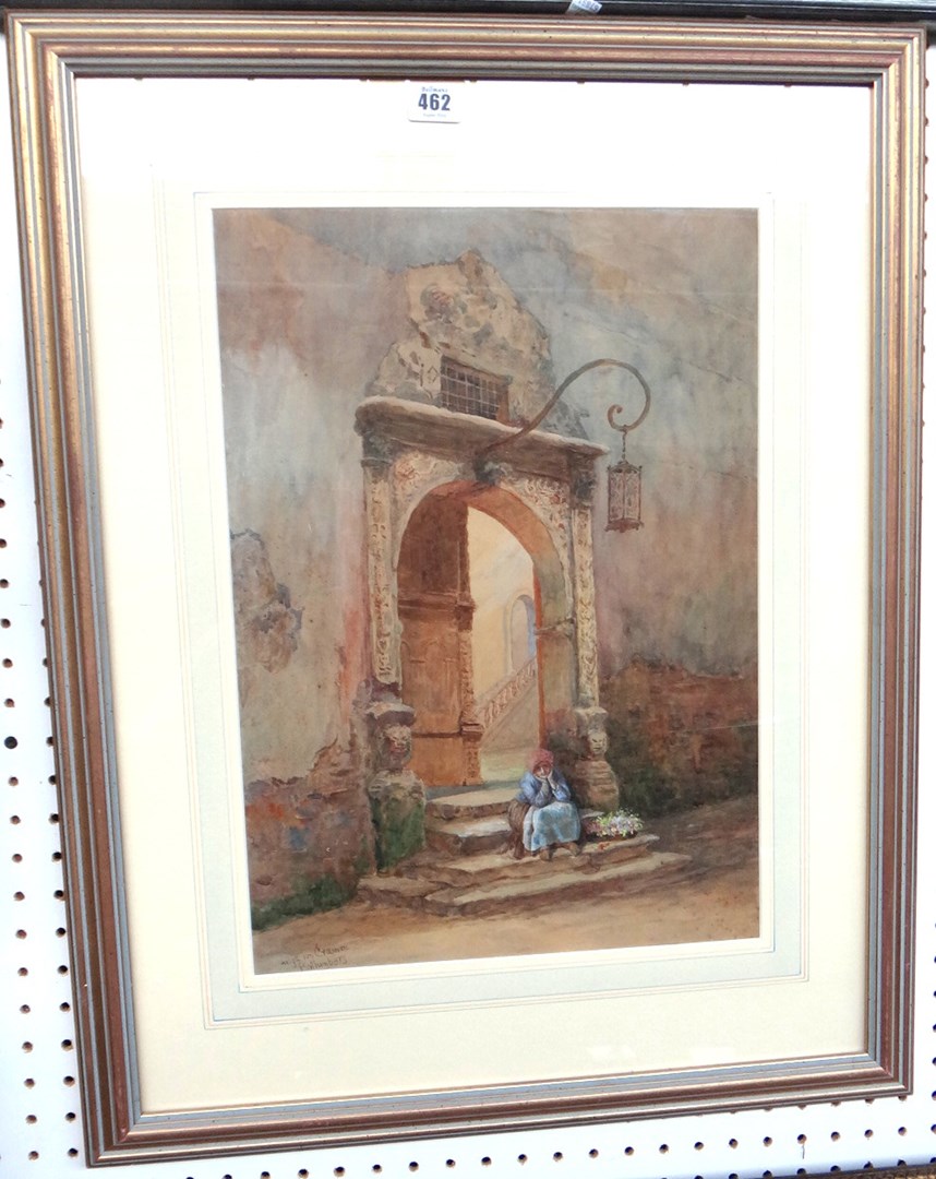 Appraisal: Baroness Helga von Cramm - Flower seller Rothenburg watercolour signed