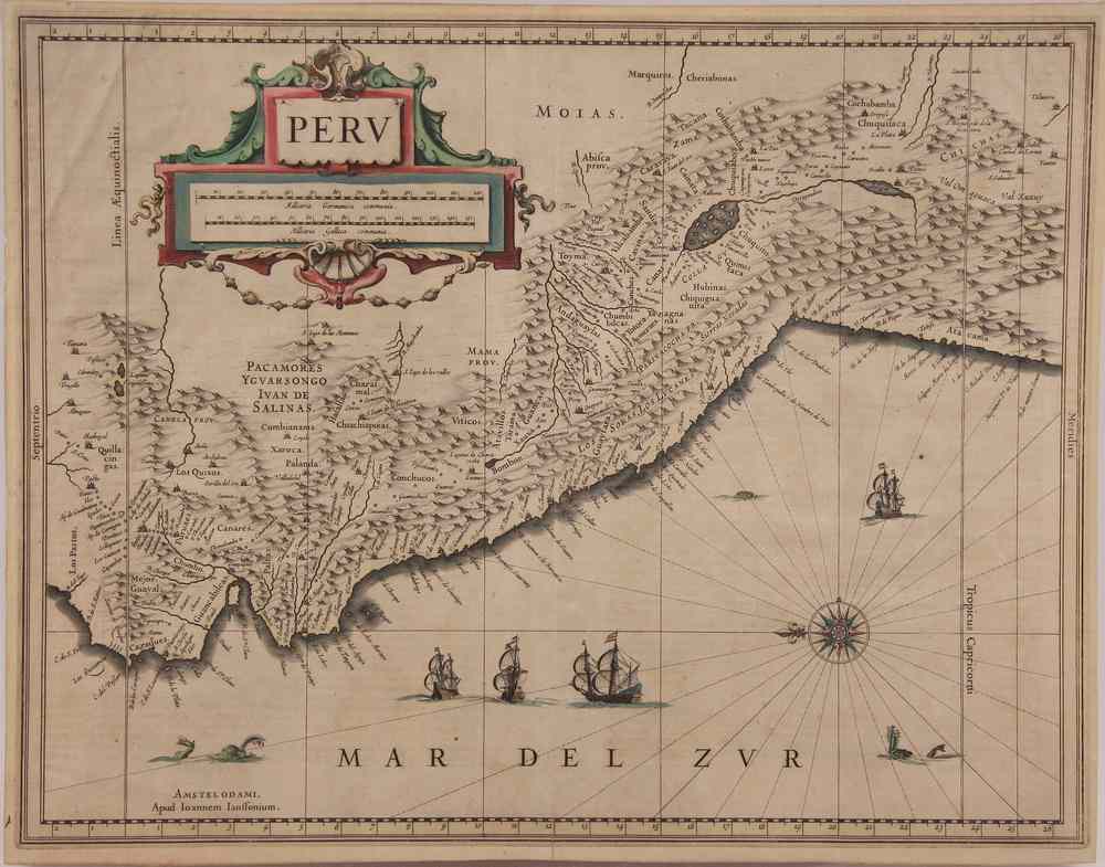 Appraisal: RARE EARLY COPPER ENGRAVED MAP - 'Peru' Apud Joannem Janssonium