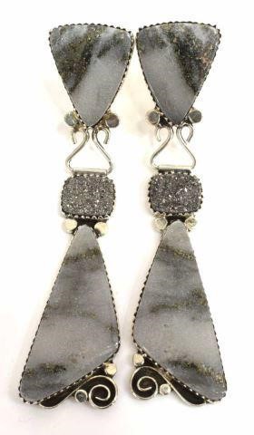 Appraisal: pair Contemporary sterling silver drop earrings possibly Donna Distefano with