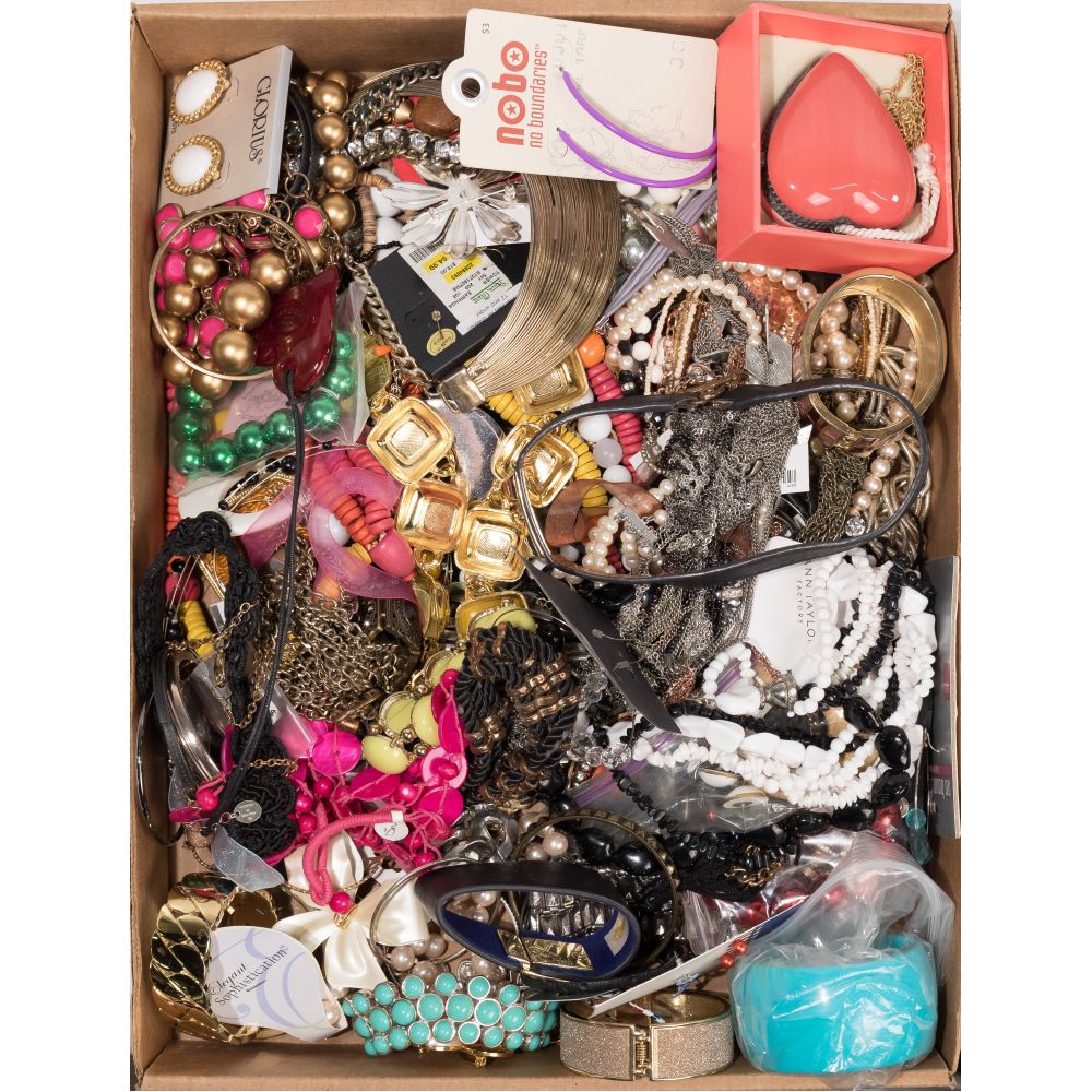 Appraisal: COSTUME JEWELRY ASSORTMENTApproximately pounds of necklaces earrings bracelets pins and