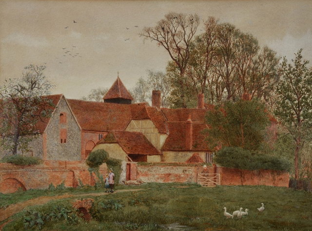 Appraisal: PHILIP NORMAN c - Figures and geese in the grounds