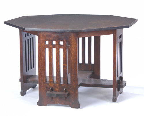 Appraisal: LIMBERT Library table with an octagonal top over broad legs