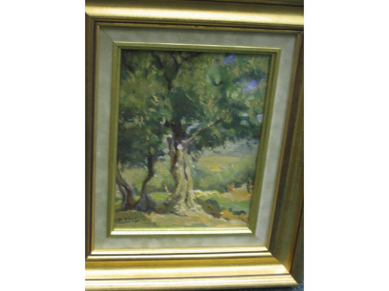 Appraisal: EDMOND VALES FRENCH - Landscape with large tree and figures