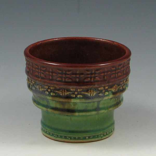 Appraisal: Hull early stoneware jardiniere Marked with a circle H Couple