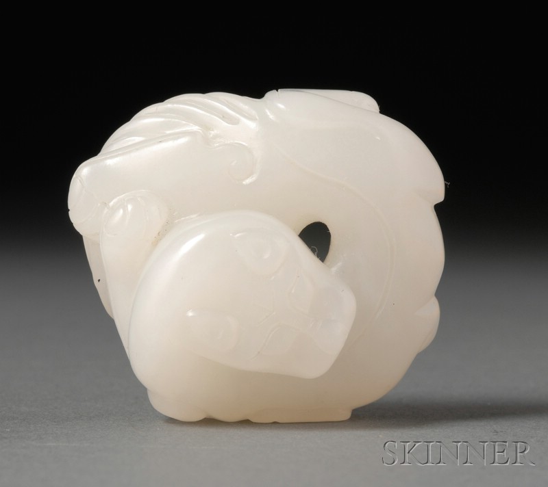 Appraisal: Jade Carving pure white stone carved in the form of