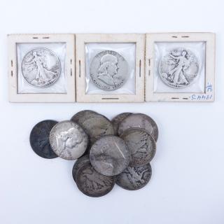 Appraisal: Collection of Fifteen Half Dollar Silver Dollars Includes ten Franklin